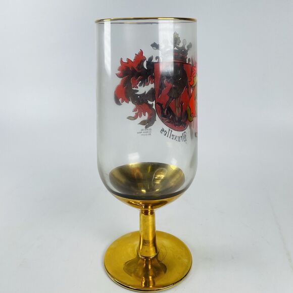 VTG Bruxelles Brussels Belgium Gold Rim Beer Glass 7" Coat of Arms Souvenir - Picture 4 of 8